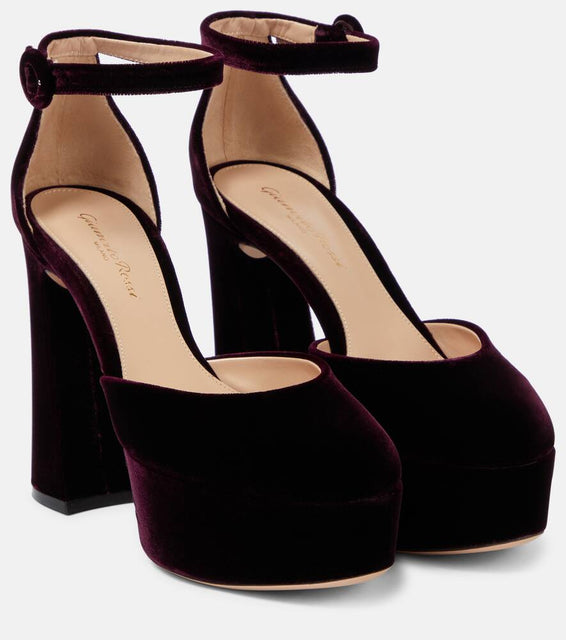Gianvito Rossi Holly D'Orsay velvet platform pumps