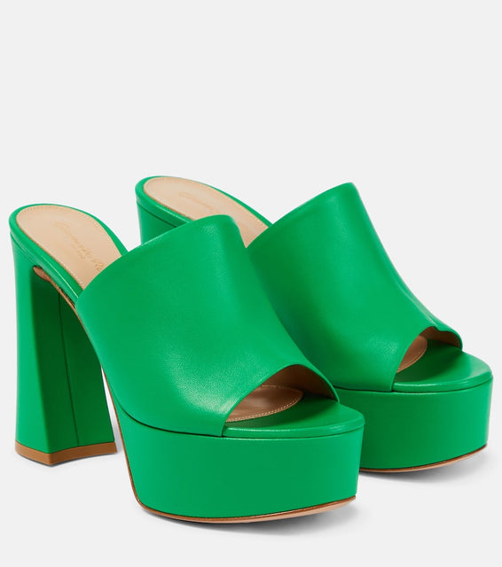 Gianvito Rossi Holly leather platform mules