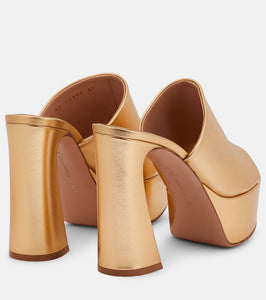 Gianvito Rossi Holly metallic leather platform mules