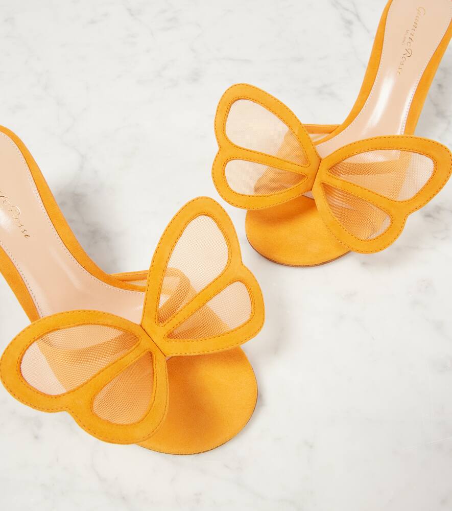 Gianvito Rossi Ilia suede-trimmed mesh mules