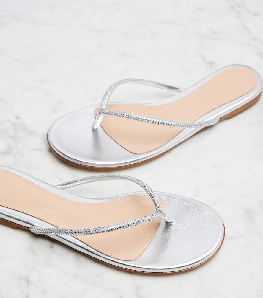Gianvito Rossi India metallic leather thong sandals