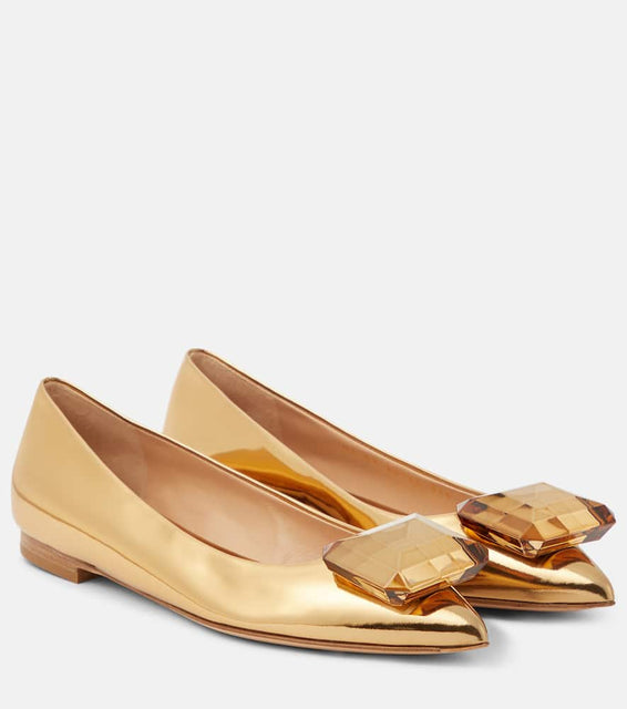 Gianvito Rossi Jaipur embellished leather ballet flats