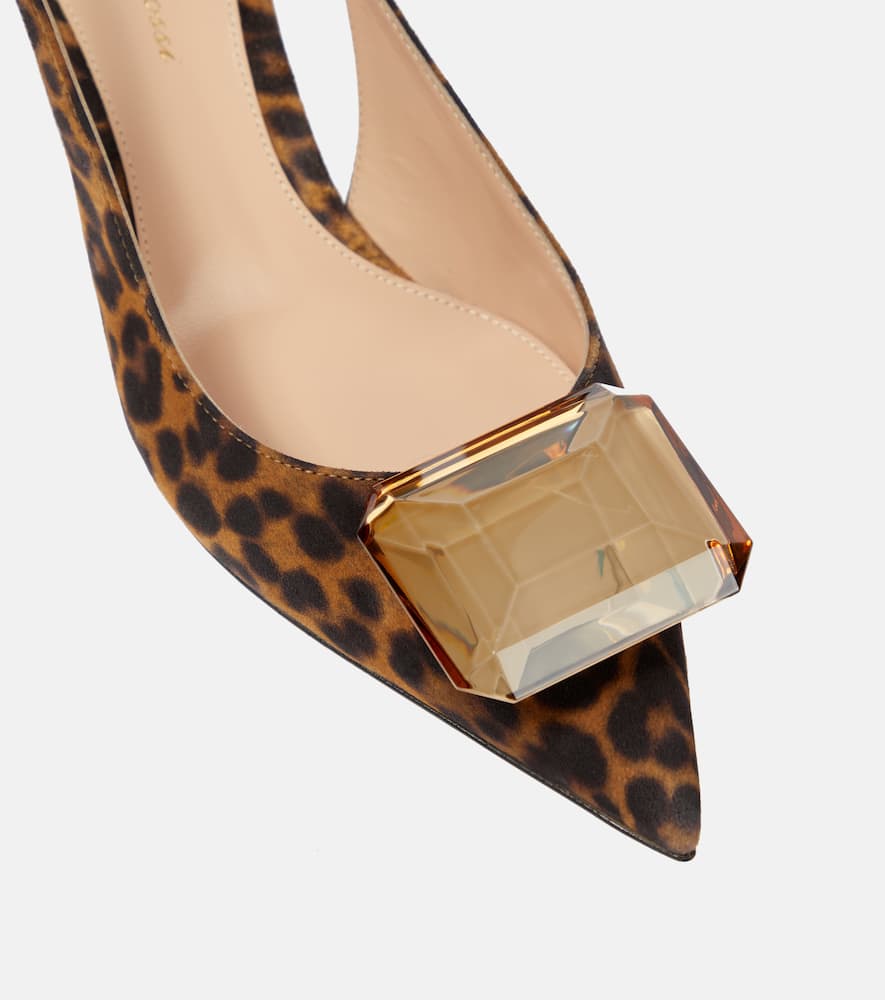 Gianvito Rossi Jaipur embellished suede slingback pumps
