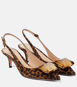 Gianvito Rossi Jaipur embellished suede slingback pumps