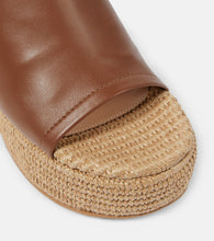 Gianvito Rossi Leather and raffia wedge mules