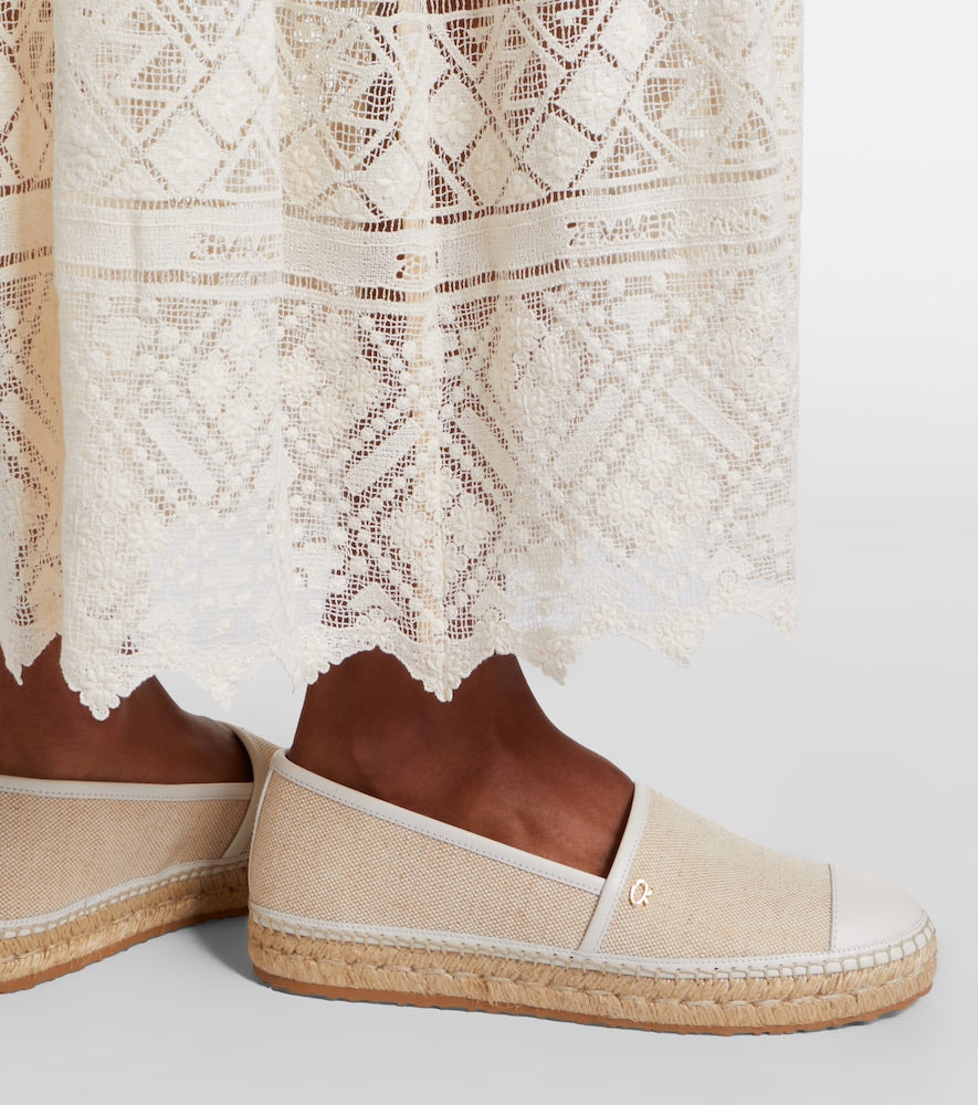 Gianvito Rossi Leather-trimmed canvas espadrilles