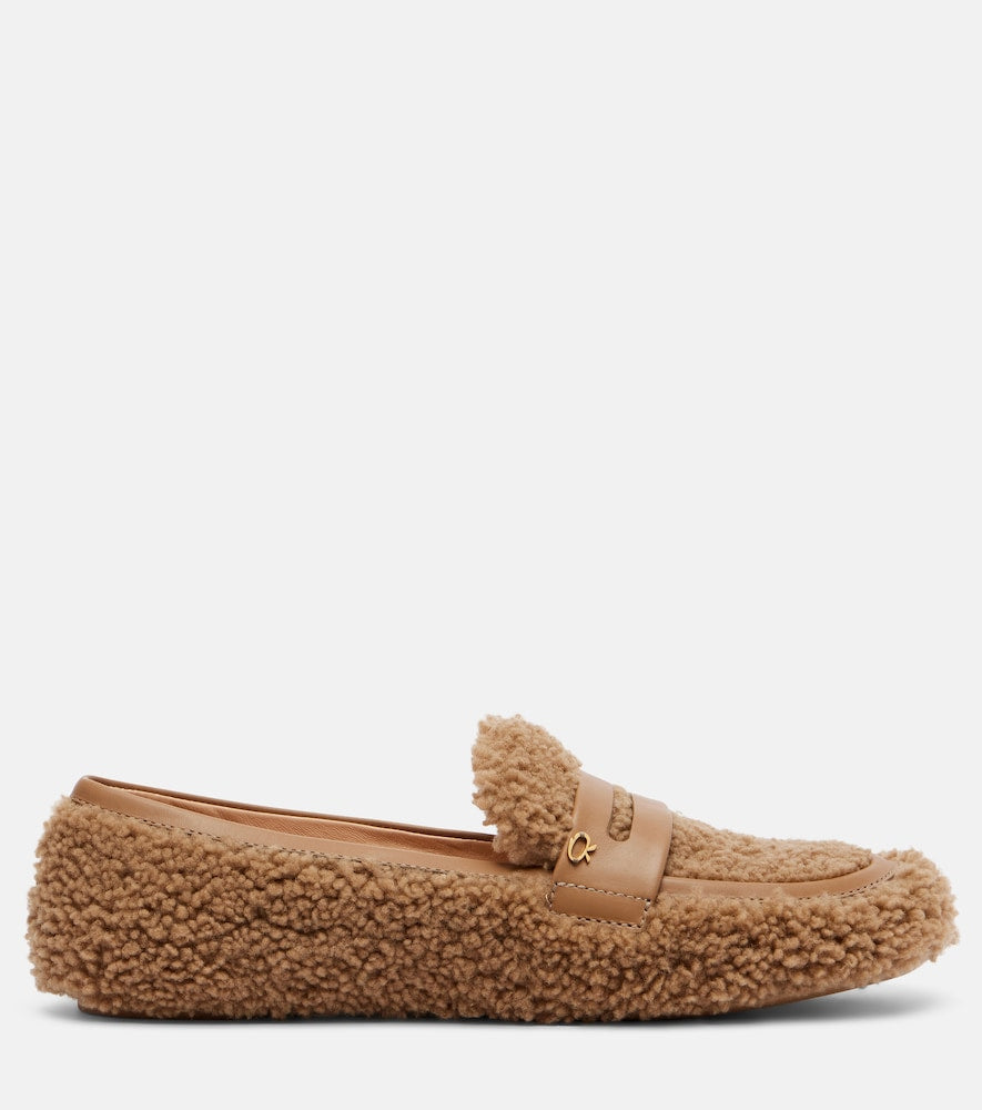 Gianvito Rossi Leather-trimmed shearling loafers