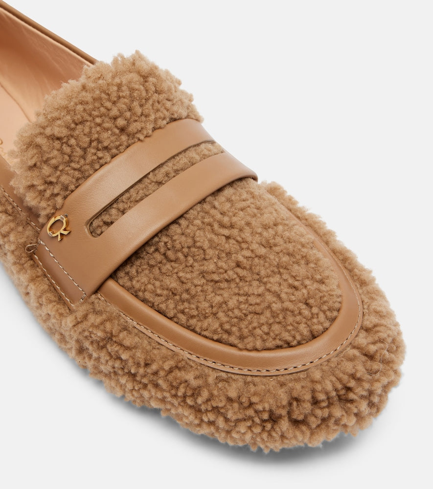 Gianvito Rossi Leather-trimmed shearling loafers