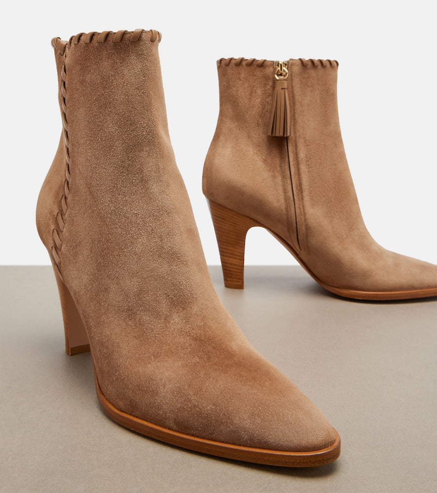 Gianvito Rossi Leather-trimmed suede ankle boots