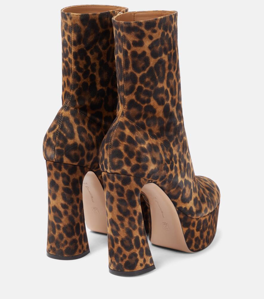 Gianvito Rossi Leopard-print suede platform ankle boots