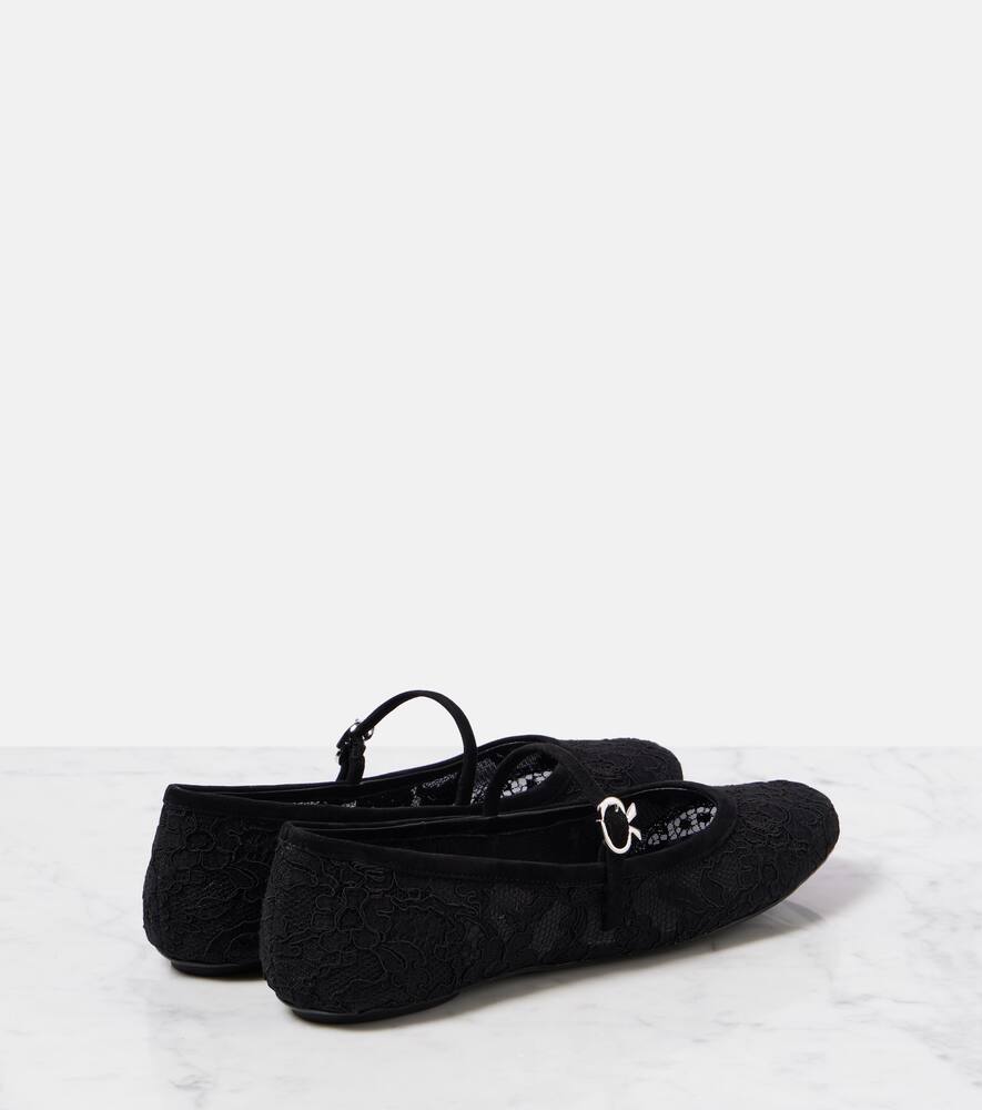Gianvito Rossi MJ leather-trimmed lace ballet flats