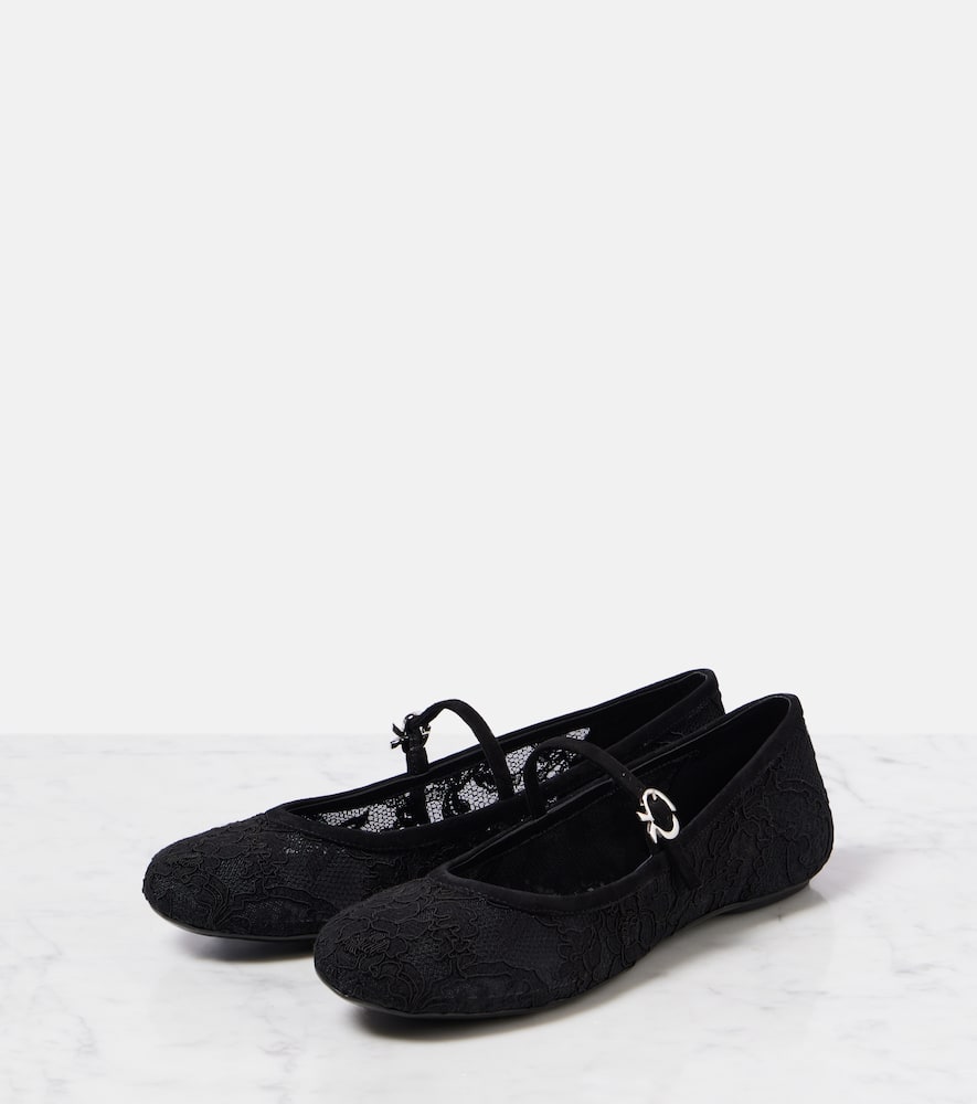 Gianvito Rossi MJ leather-trimmed lace ballet flats