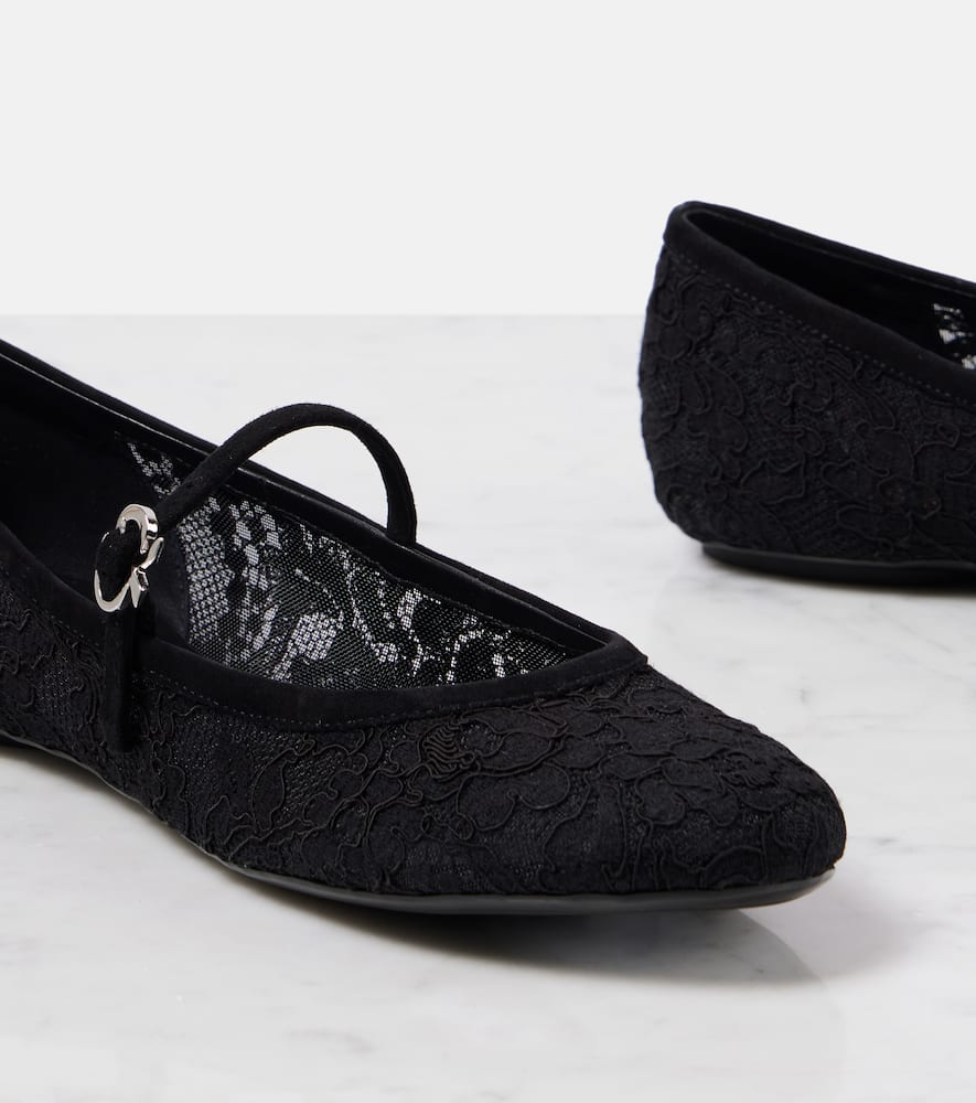Gianvito Rossi MJ leather-trimmed lace ballet flats
