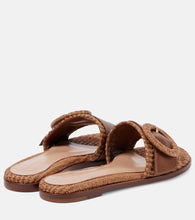 Gianvito Rossi Marbella leather-trimmed raffia slides