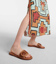 Gianvito Rossi Marbella leather-trimmed raffia slides