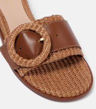 Gianvito Rossi Marbella leather-trimmed raffia slides