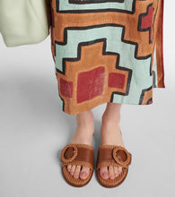 Gianvito Rossi Marbella leather-trimmed raffia slides