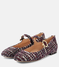 Gianvito Rossi Mary Ribbon Bouclé Mary Jane flats