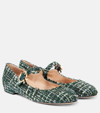 Gianvito Rossi Mary Ribbon boucl√É¬© Mary Jane flats - Gianvito Rossi Mary Ribbon 圆领布√ÉØ© 玛丽珍平底鞋