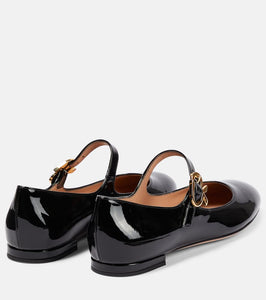 Gianvito Rossi Mary Ribbon patent leather ballet flats
