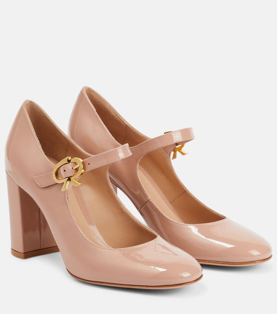 Gianvito Rossi Mary Ribbon patent leather pumps