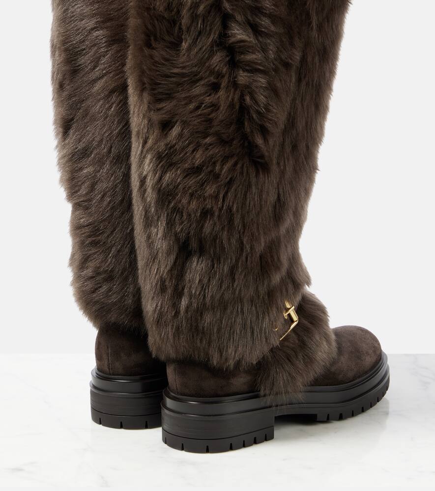 Gianvito Rossi Maverick shearling and suede snow boots