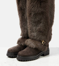 Gianvito Rossi Maverick shearling and suede snow boots