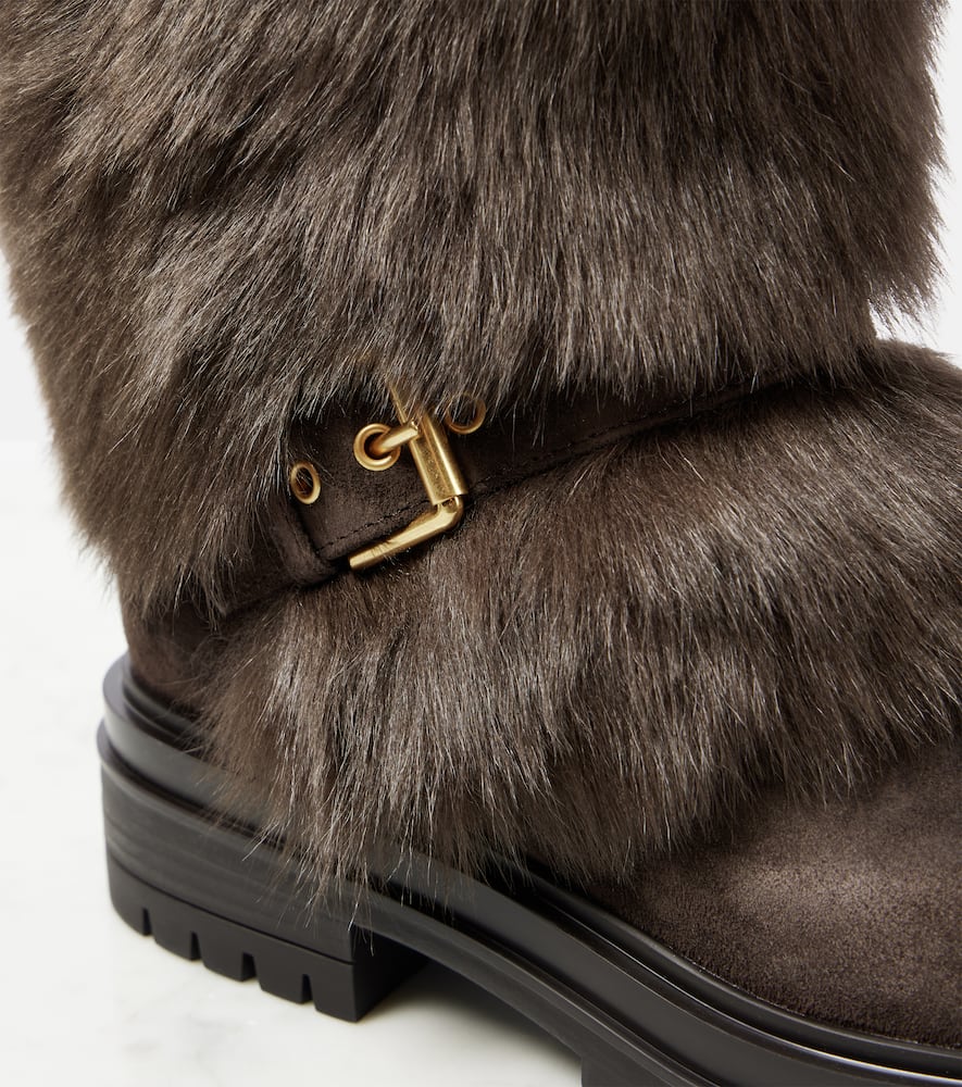 Gianvito Rossi Maverick shearling and suede snow boots