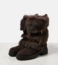 Gianvito Rossi Maverick shearling-trimmed suede biker boots