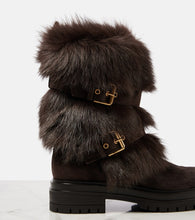 Gianvito Rossi Maverick shearling-trimmed suede biker boots