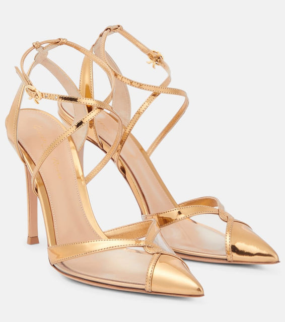 Gianvito Rossi Metallic leather and PVC pumps