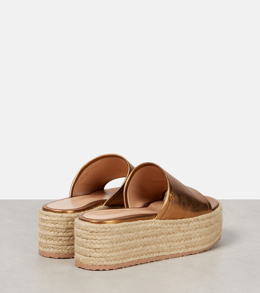 Gianvito Rossi Metallic leather espadrille slides