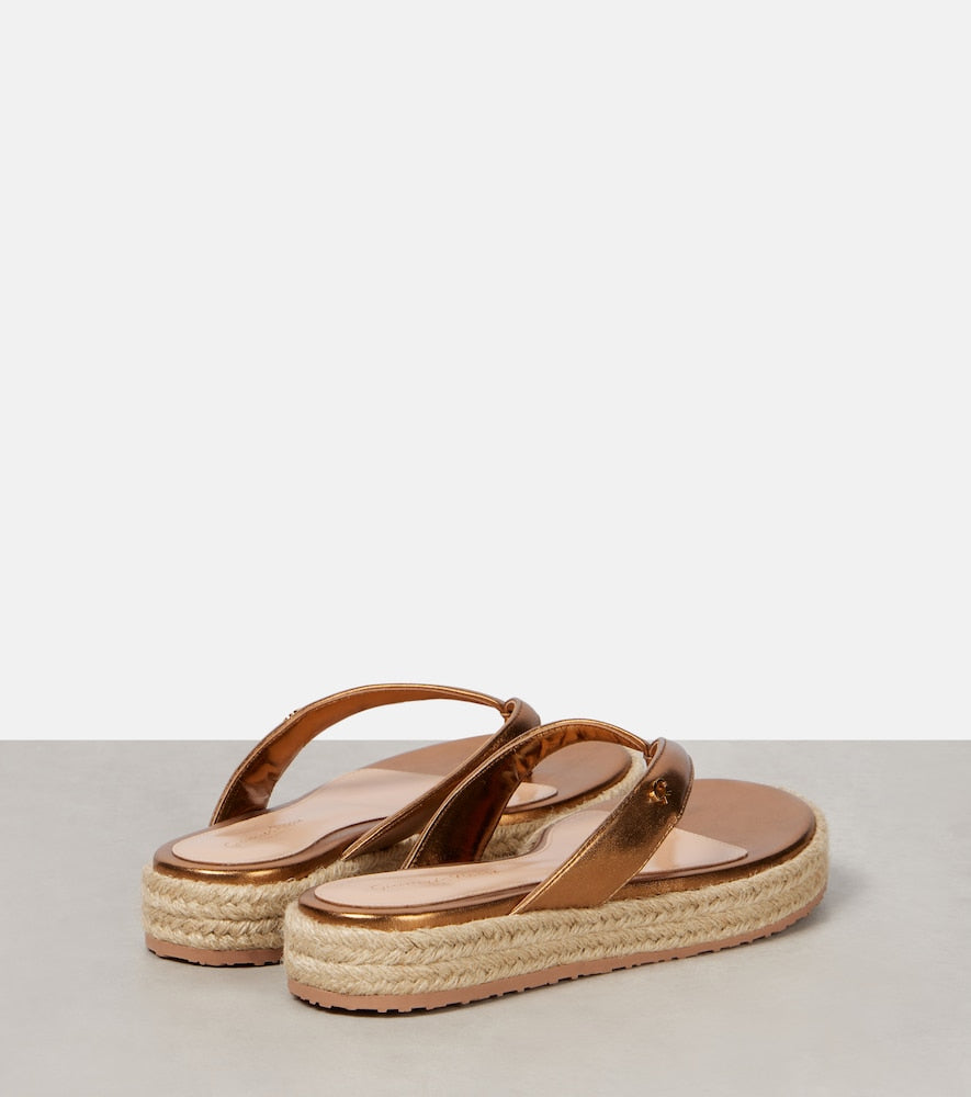 Gianvito Rossi Metallic leather thong sandals