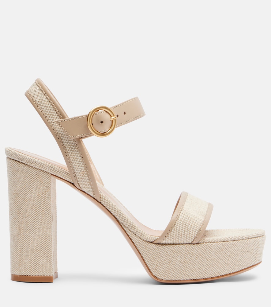 Gianvito Rossi Milos leather-trimmed canvas platform sandals