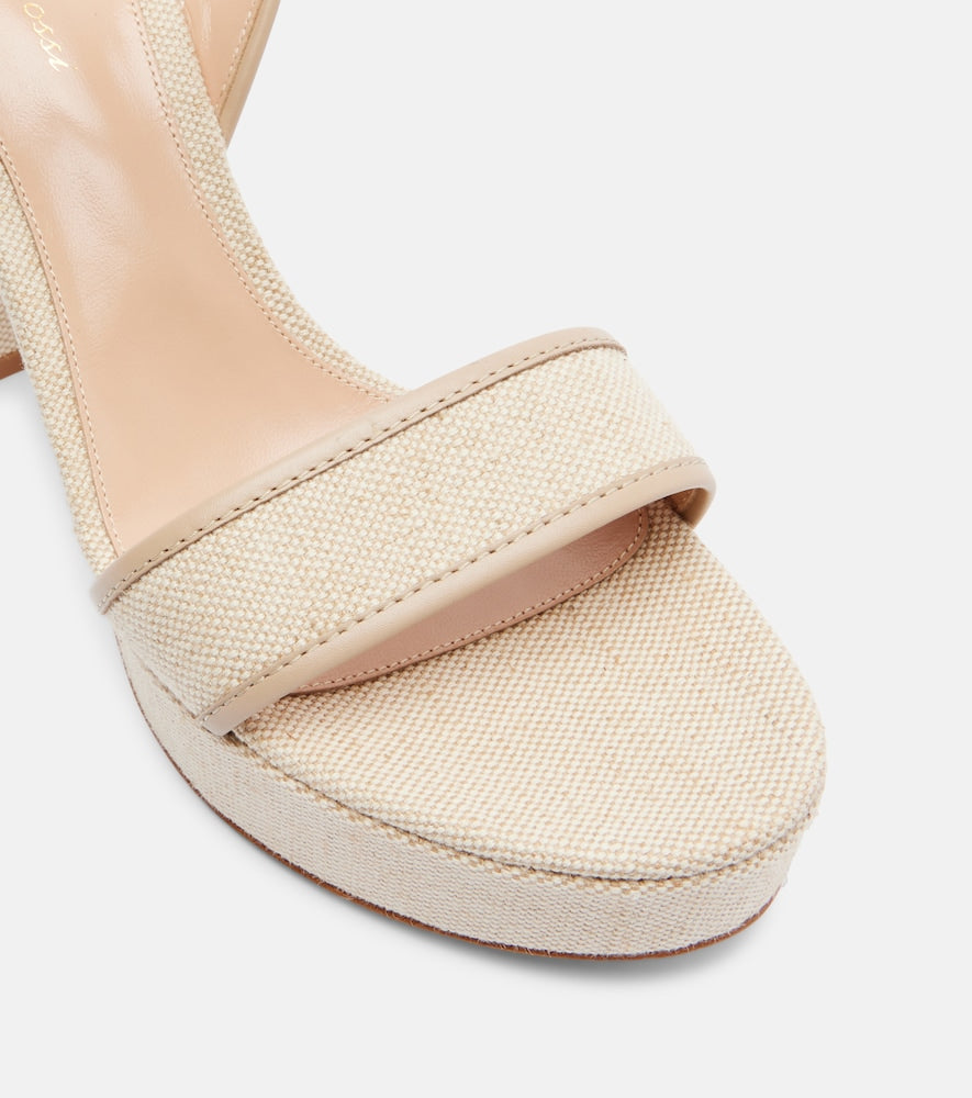 Gianvito Rossi Milos leather-trimmed canvas platform sandals