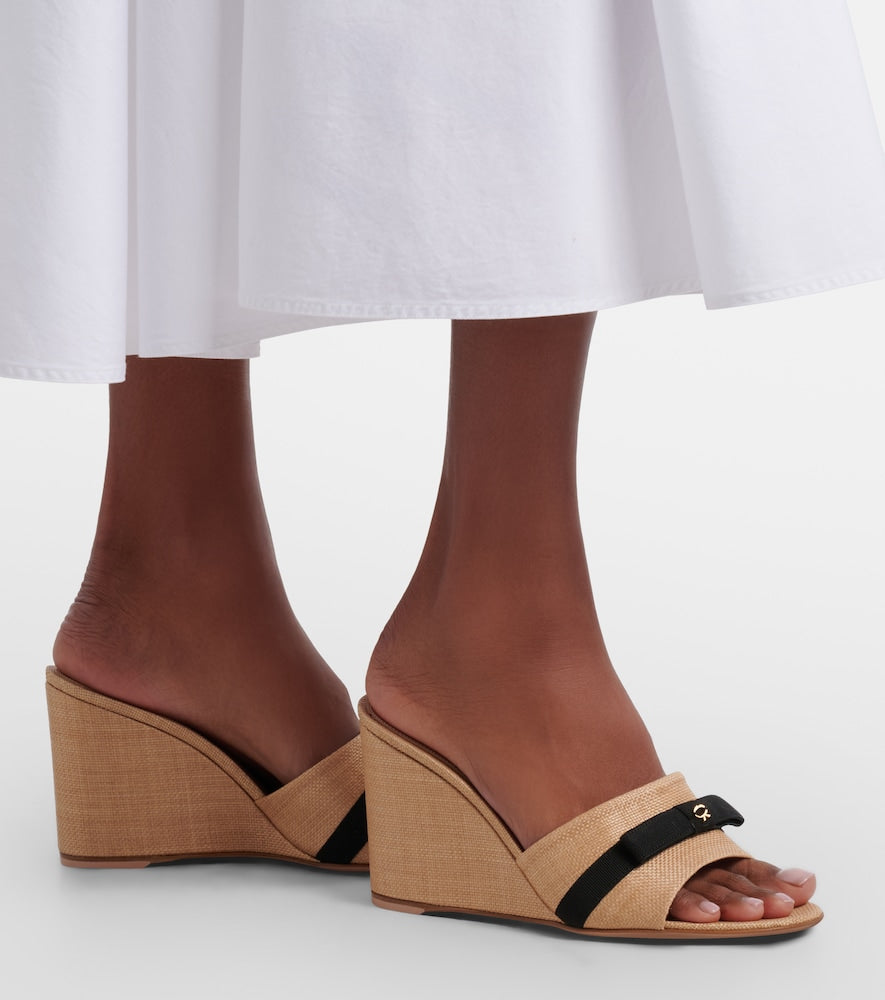 Gianvito Rossi Minou raffia wedge mules