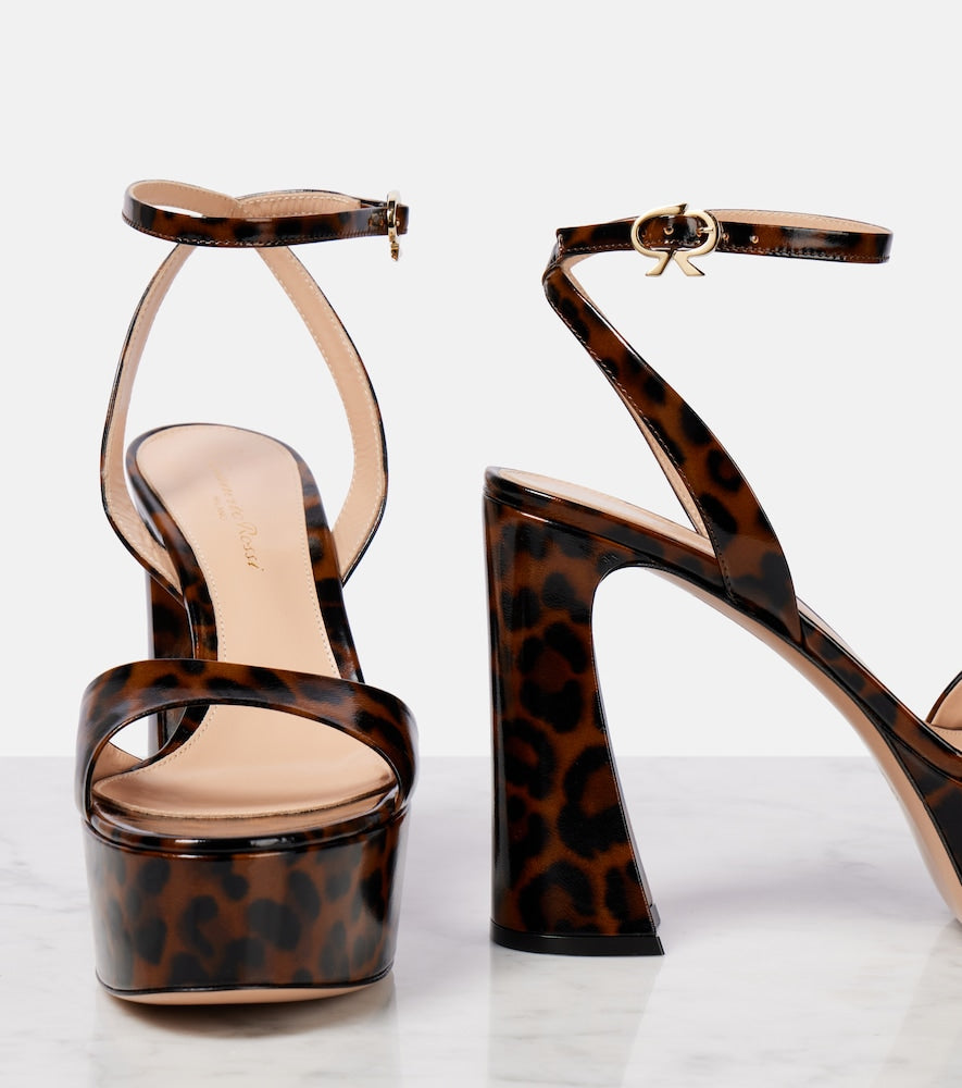 Gianvito Rossi Nancy 110 leopard-print platform sandals