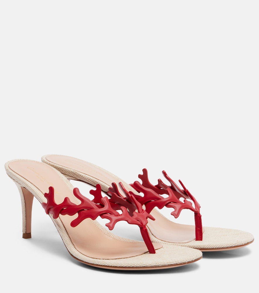 Gianvito Rossi Ocean canvas and leather thong sandals