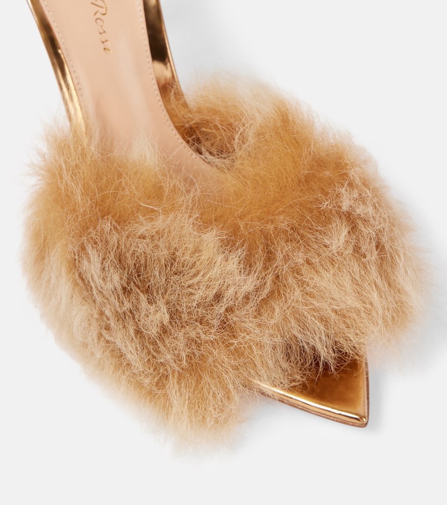 Gianvito Rossi Pointy shearling-trimmed leather mules