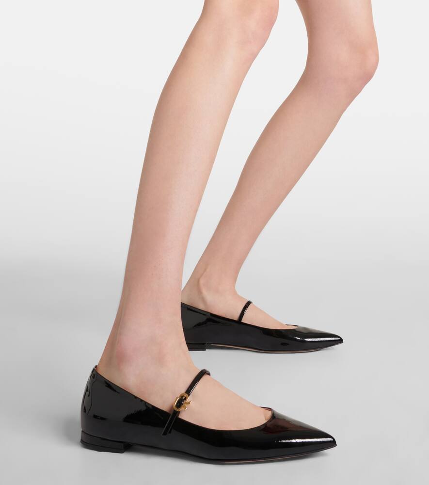 Gianvito Rossi Ribbon Jane patent leather Mary Jane flats