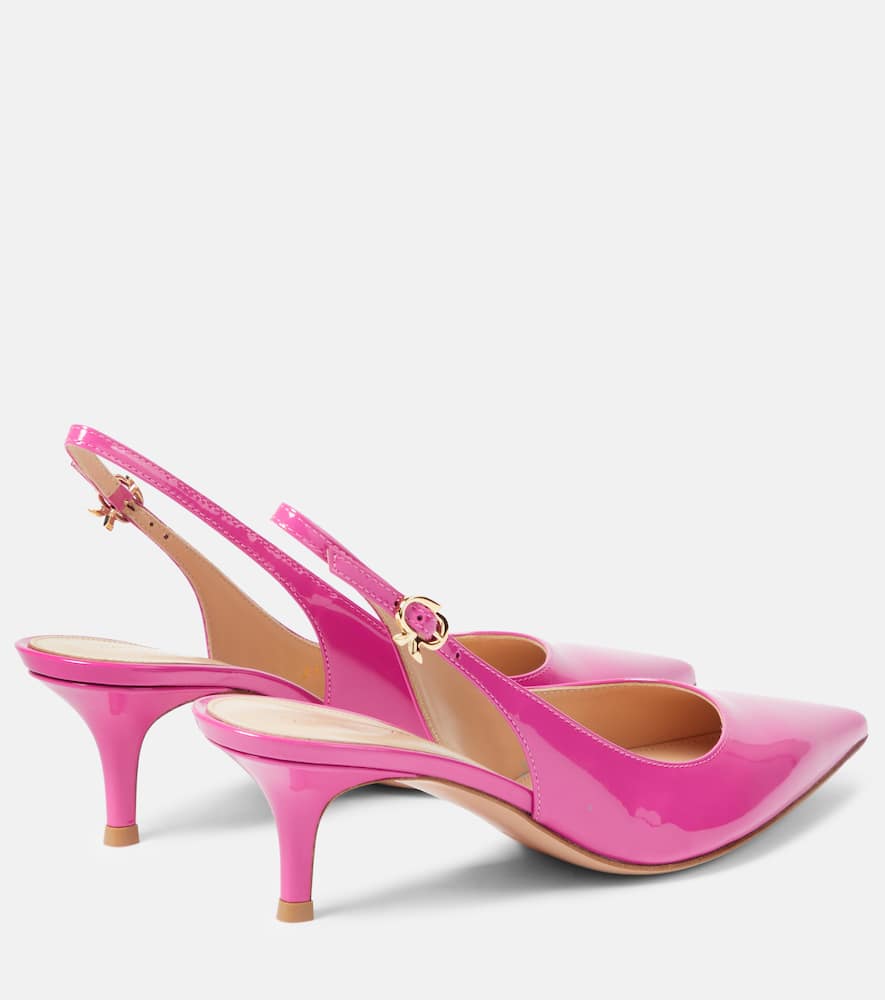 Gianvito Rossi Ribbon patent leather slingback pumps
