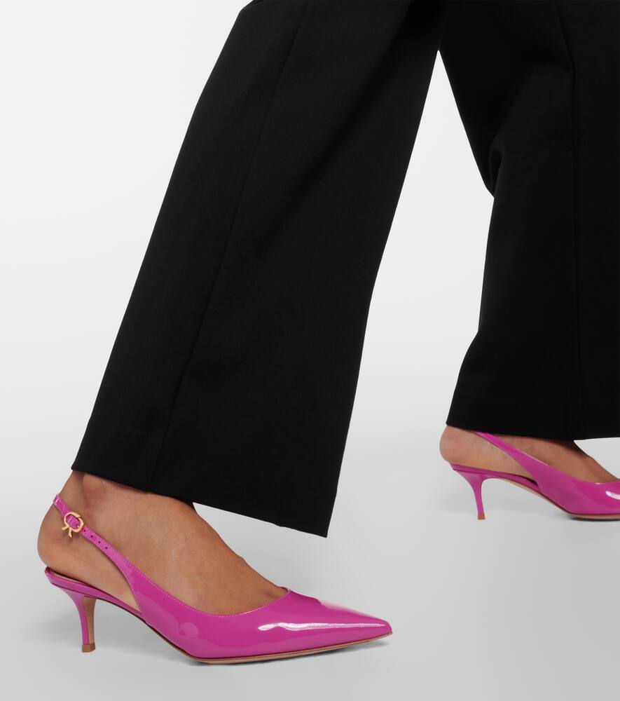 Gianvito Rossi Ribbon patent leather slingback pumps
