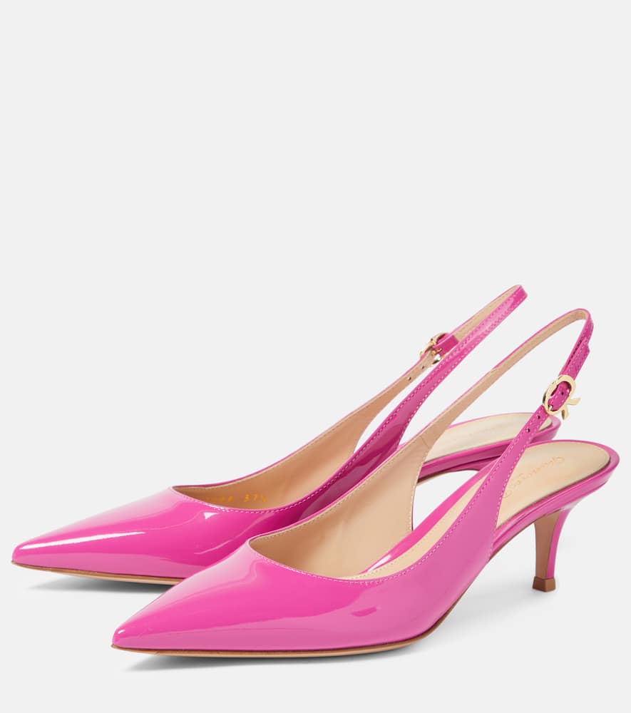 Gianvito Rossi Ribbon patent leather slingback pumps
