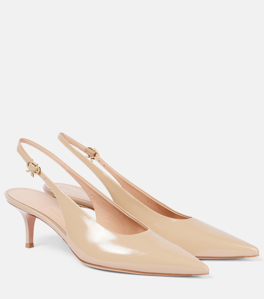 Gianvito Rossi Robbie 55 patent leather slingback pumps