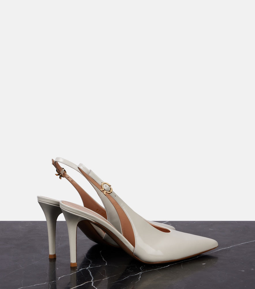 Gianvito Rossi Robbie 85 patent leather slingback pumps