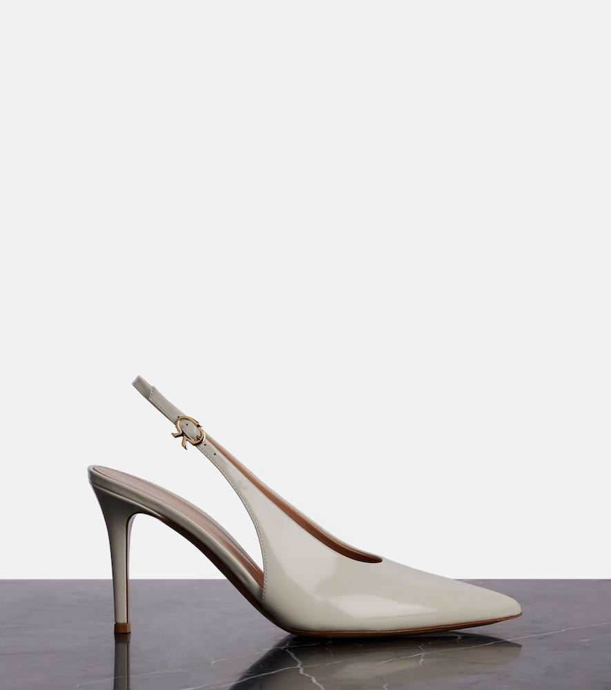 Gianvito Rossi Robbie 85 patent leather slingback pumps