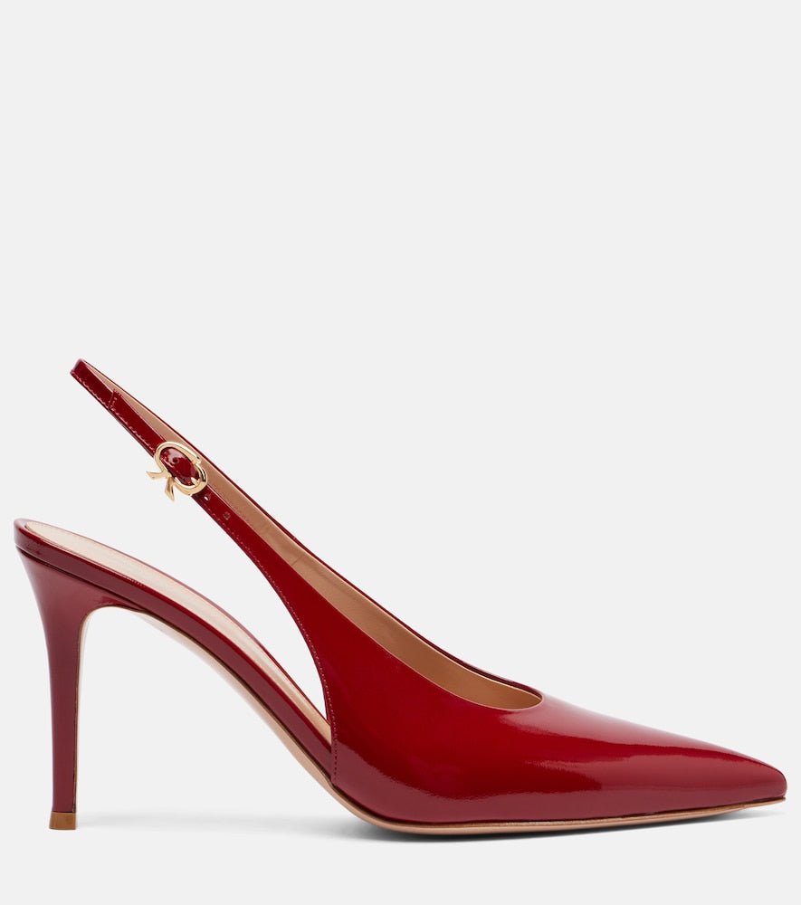 Gianvito Rossi Robbie 85 patent leather slingback pumps