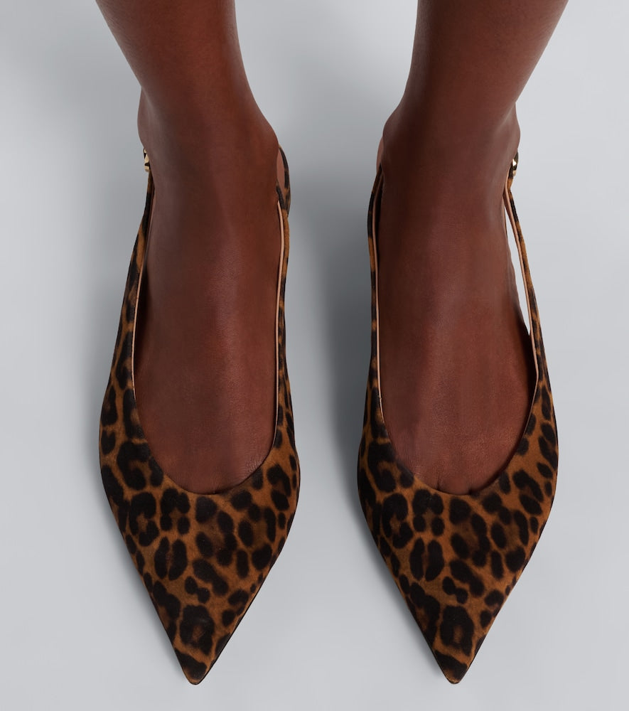 Gianvito Rossi Robbie leopard-print suede slingback flats