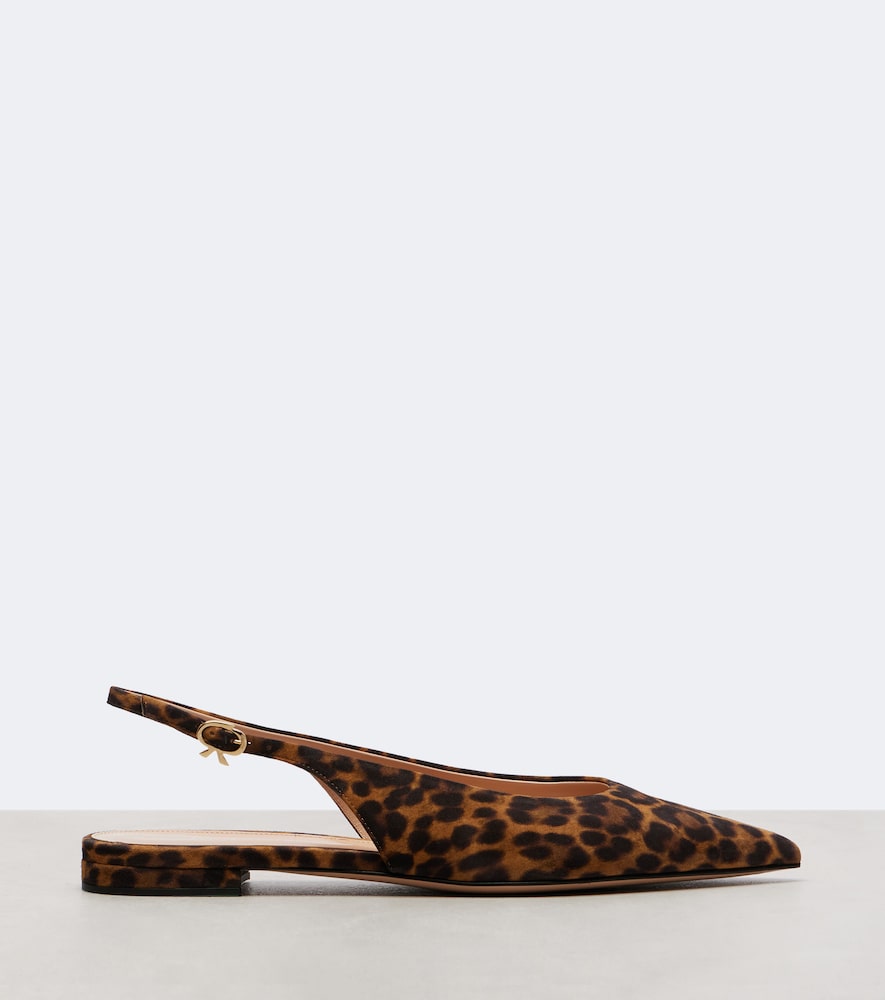 Gianvito Rossi Robbie leopard-print suede slingback flats