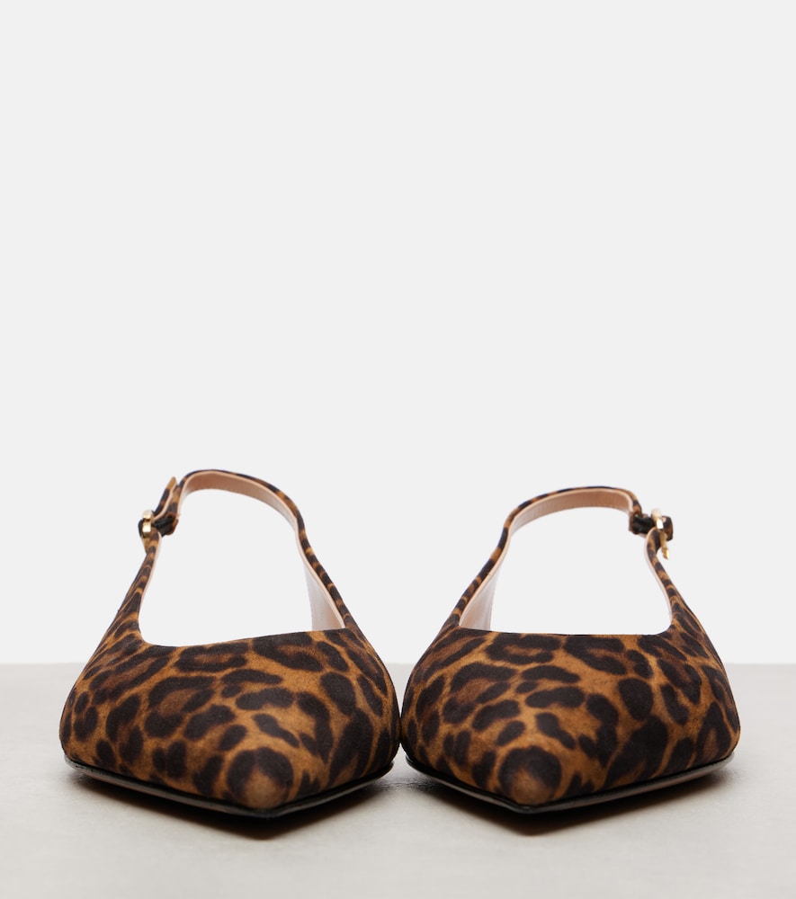 Gianvito Rossi Robbie leopard-print suede slingback flats